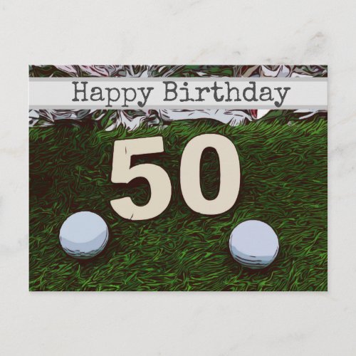 50th Golf birthday card with golf ball