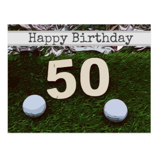 50th Golf birthday card with golf ball