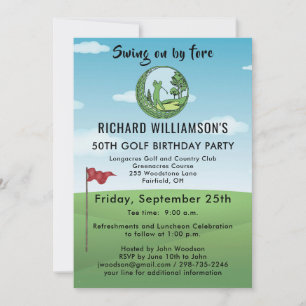 50TH GOLF BIRTHDAY PARTY WITH TEE TIME INVITATION