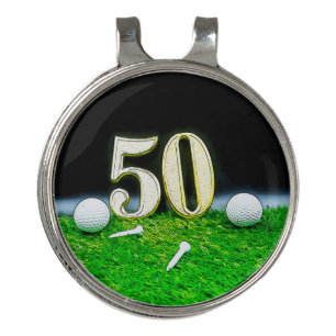 50th Golf birthday to golfer with balls and tees Golf Hat Clip