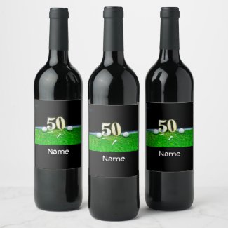 50th Golf birthday to golfer with balls golf Wine Label