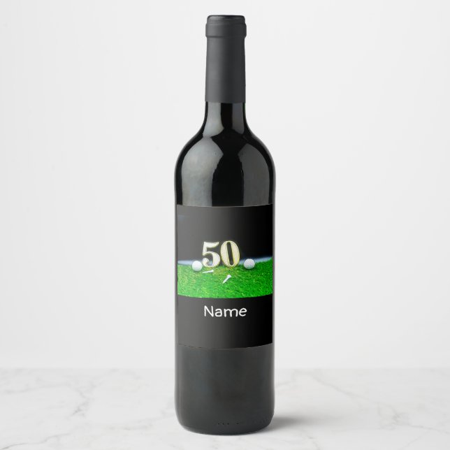 50th Golf birthday to golfer with balls golf Wine Label (Front)