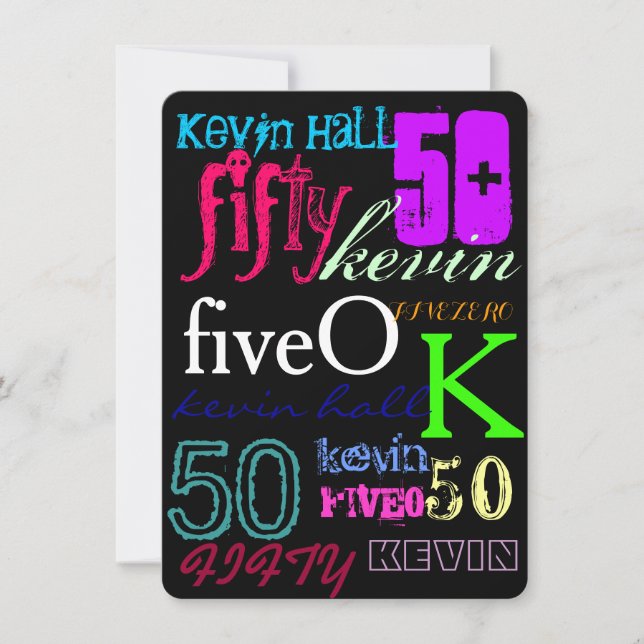 50th Graffiti on Black Invitation (Front)
