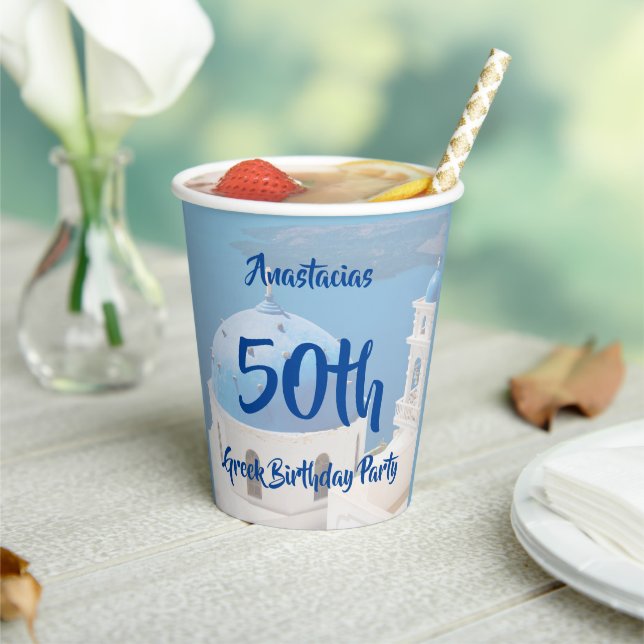 50th Greek Birthday Party personalized Paper Cups (Insitu)