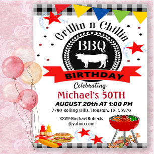 50th Grillin And Chillin Birthday  Invitation