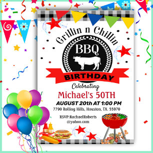 50th Grillin And Chillin Birthday Invitation