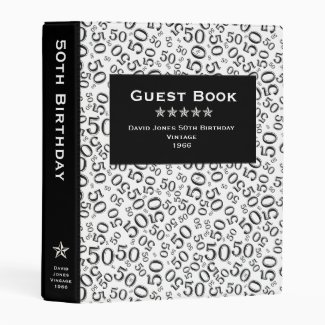 50th Guest Book Black and White Number Pattern Mini Binder