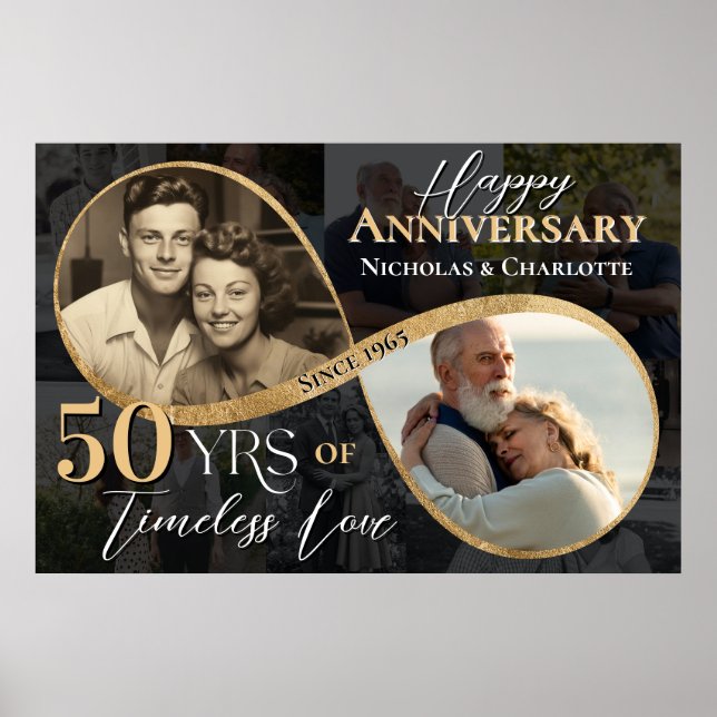 50th Happy Anniversary Then & Now Gold Infinity Poster (Front)