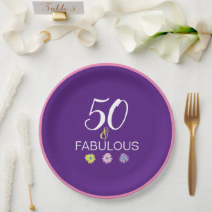 50th Happy Birthday Fabulous Daisy Milestone Paper Plates