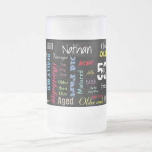 50th Happy Birthday in a Graffiti Style Frosted Glass Beer Mug