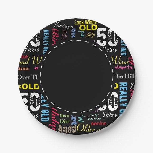 50th Happy BIrthday in a Graffiti Style Paper Plates (Front)