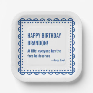 50th Happy Birthday Literary Quote George Orwell Paper Plates