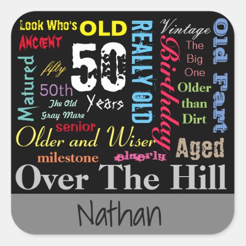 50th Happy Birthday  Milestone Square Sticker
