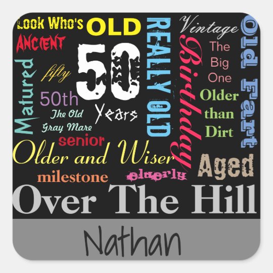 50th Happy Birthday | Milestone Square Sticker | Zazzle.com