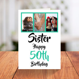 50th happy birthday sister photo collage Card