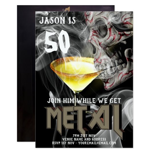 Party On Rock /& Roll Invitations Skull 8 cards Rock Star Birthday Metal