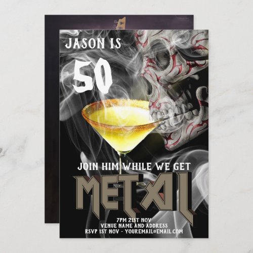 50th Heavy Metal Birthday Invite Guitar GOTH