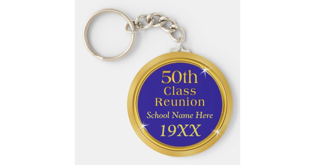 50th High School Reunion Ideas YOUR TEXT, COLORS Keychain | Zazzle.com