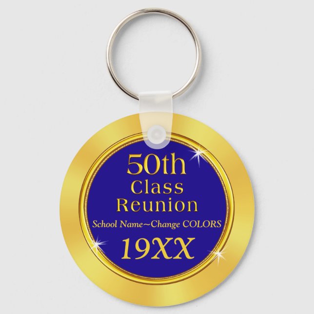 50th High School Reunion Ideas YOUR TEXT, COLORS Keychain (Front)