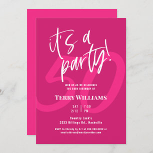 50th Hot Pink Birthday Party Invitation
