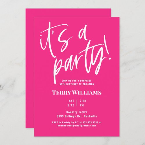 50th Hot Pink Surprise Birthday Party Invitation