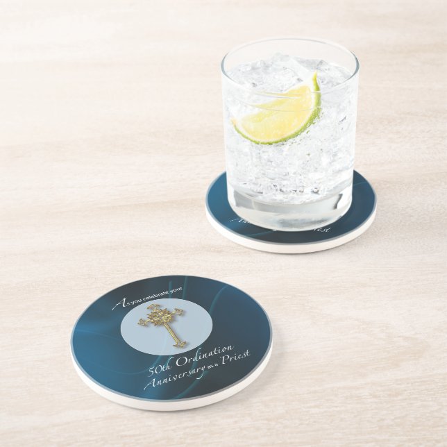 50th Jubilee Ordination Anniversary of Priest Drink Coaster (Side)