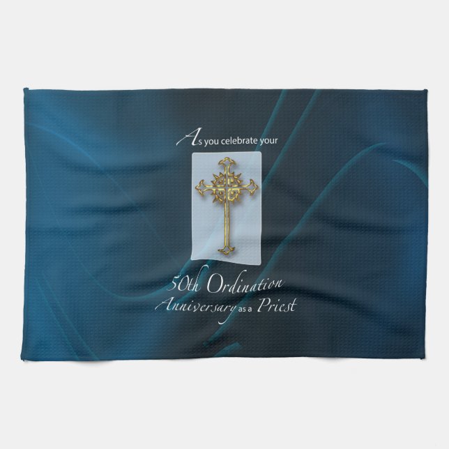 50th Jubilee Ordination Anniversary of Priest Kitchen Towel (Horizontal)