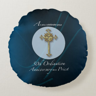 50th Jubilee Ordination Anniversary of Priest Round Pillow