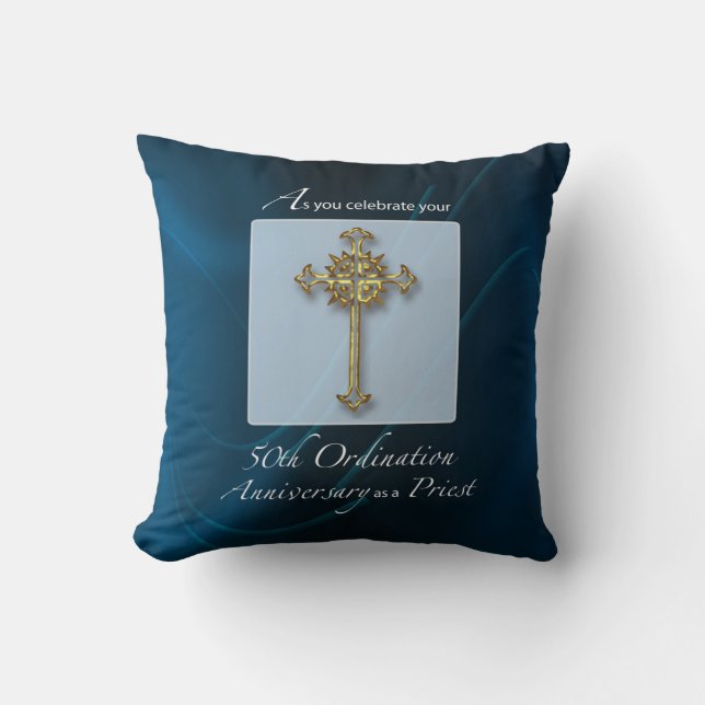50th Jubilee Ordination Anniversary of Priest Throw Pillow (Front)