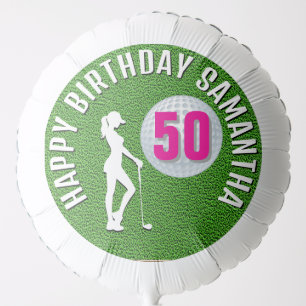 50th Lady Golfer Birthday Balloon