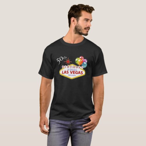 50th Las Vegas Birthday Mens Dark T_Shirt
