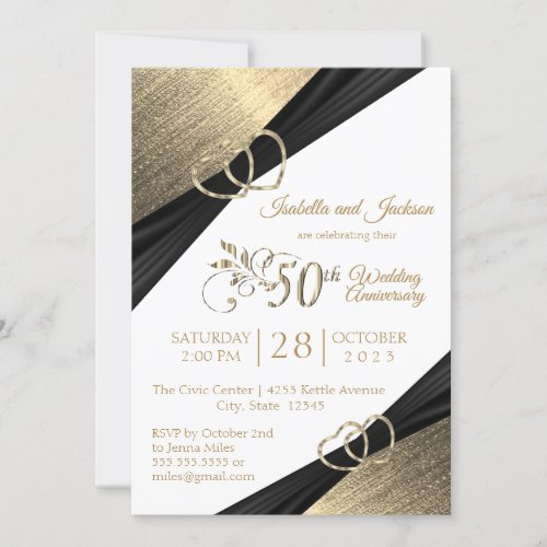 50th Light Golden Heart Anniversary Design Invitation