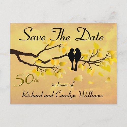 50th Lovebirds Anniversary Save The Date Announcement Postcard