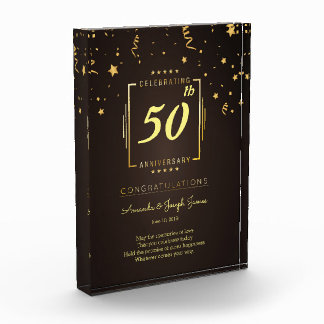 50th Luxury Wedding Anniversary Acrylic Award