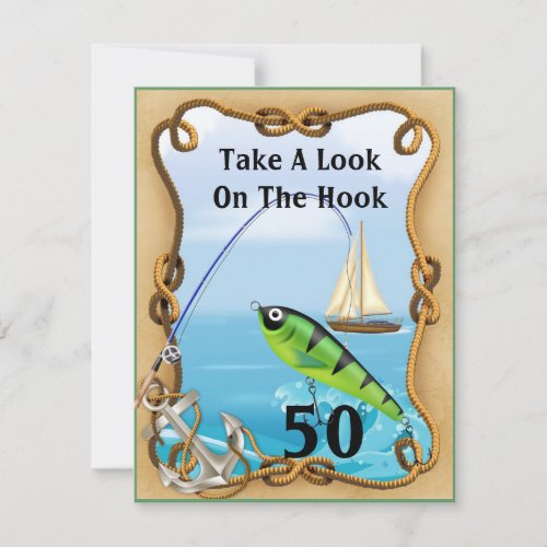 50th Mens Fishing Invitations TEMPLATE