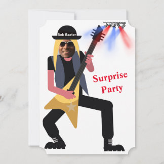 50th Mens 🎸🤣 Rockstar Birthday Guitar Funky Fun Invitation