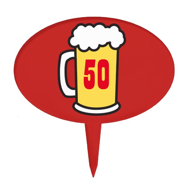 50th Milestone Birthday Party Beer Cake Topper (Front)