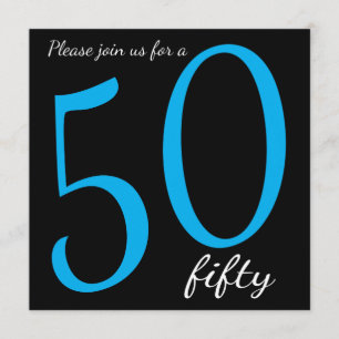 50th Milestone Birthday Party    DIY Text   Blue Invitation