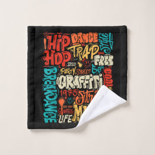 50th Music And Hip hop Graffiti Cassette Vintage R Wash Cloth