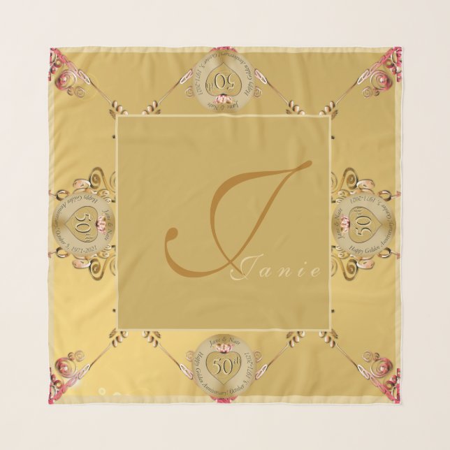 50th or 1st Golden Chiffon Scarf (Front)