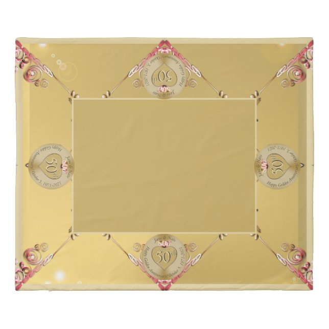 50th or 1st Wedding Anniversary Duvet Cover (Back)