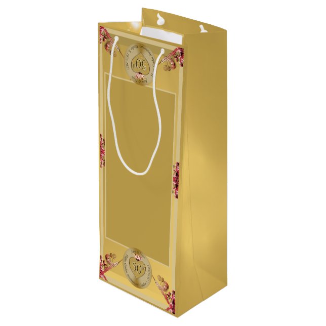 50th or 1st Wedding Anniversary Gift Bag (Back Angled)
