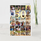 50th or Any Age Birthday 24 Photo Collage Gold