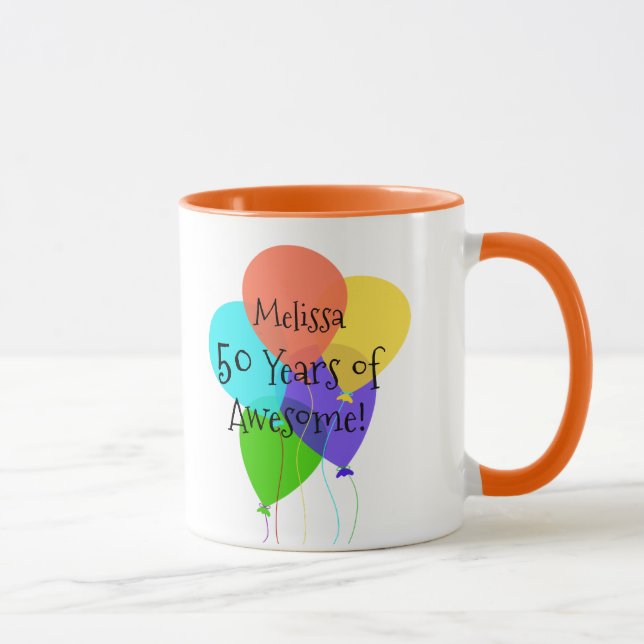 50th or Any Age Personalized Name Birthday Gift Mug (Right)