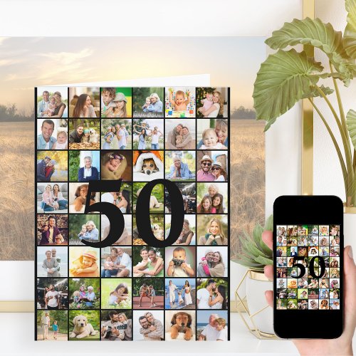 50th or Any Age Photo Collage Big Birthday Card