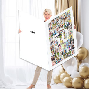 50th or Any Age Photo Collage Giant Birthday Card