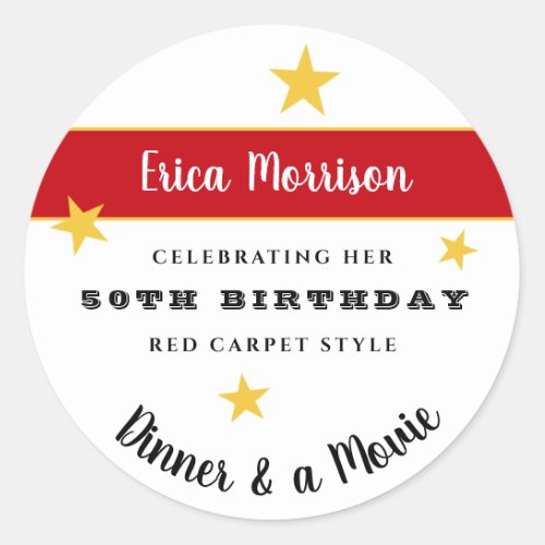50th or Any Birthday Dinner  Movie Party Classic Round Sticker