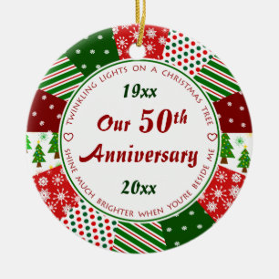 50th or Any Year Anniversary Gift Ceramic Ornament