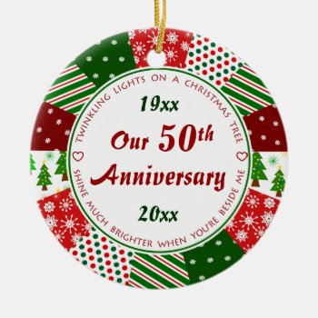 50th Or Any Year Anniversary Gift Ceramic Ornament by CrazyCathiCreations at Zazzle