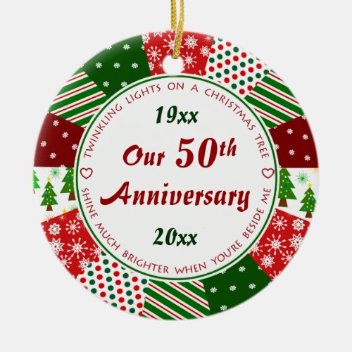 50th or Any Year Anniversary Gift Ceramic Ornament